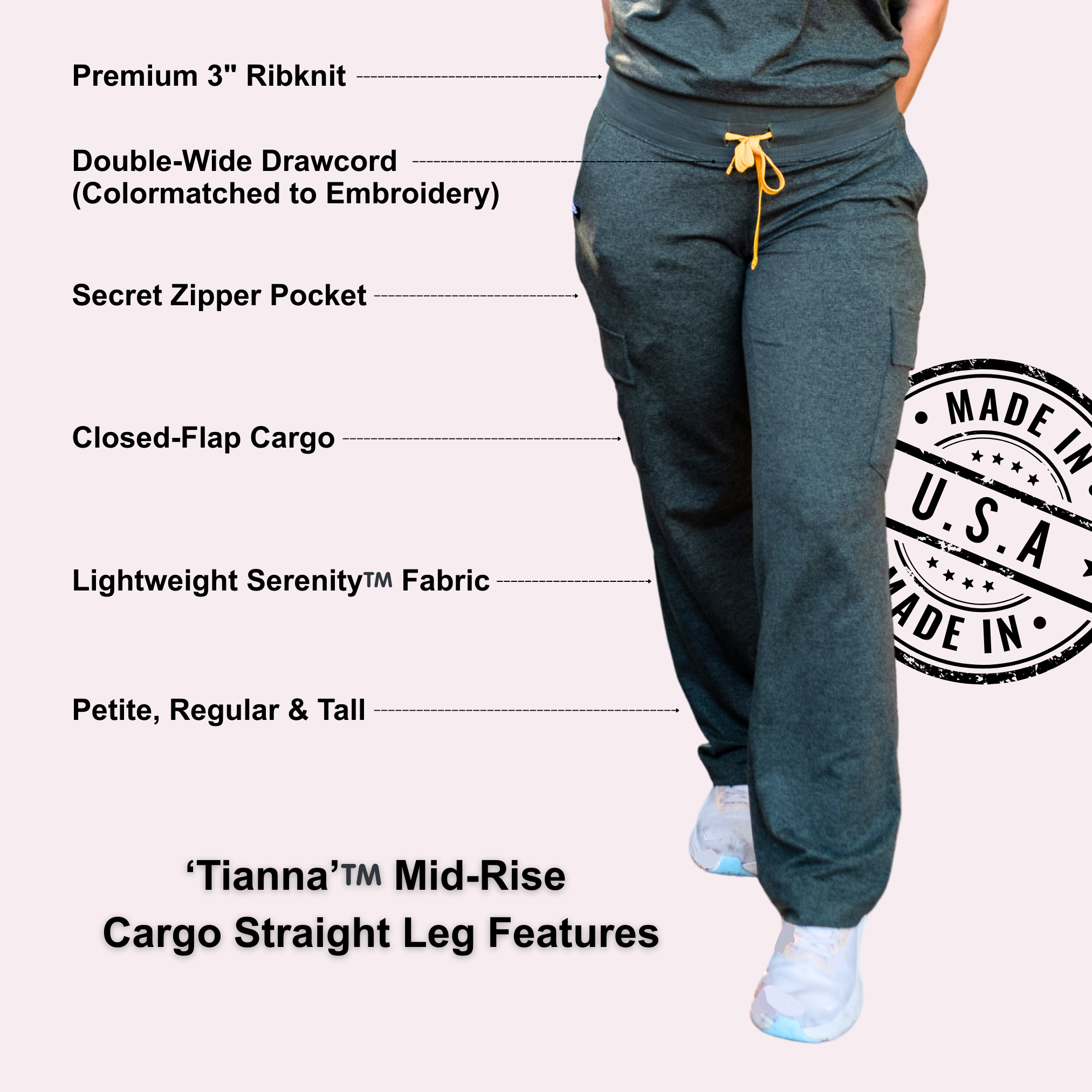 'Tianna' Soleya + Skye & Oliver Mid-Rise Cargo Straight Leg Pant in Evergreen